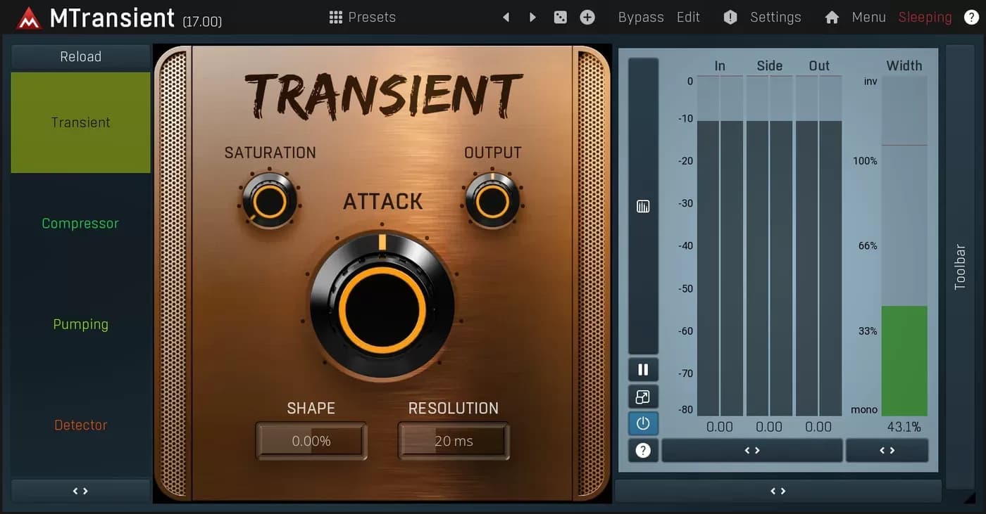 MeldaProduction MTransient – Detecta y realza transientes en percusiones (Descarga Digital)