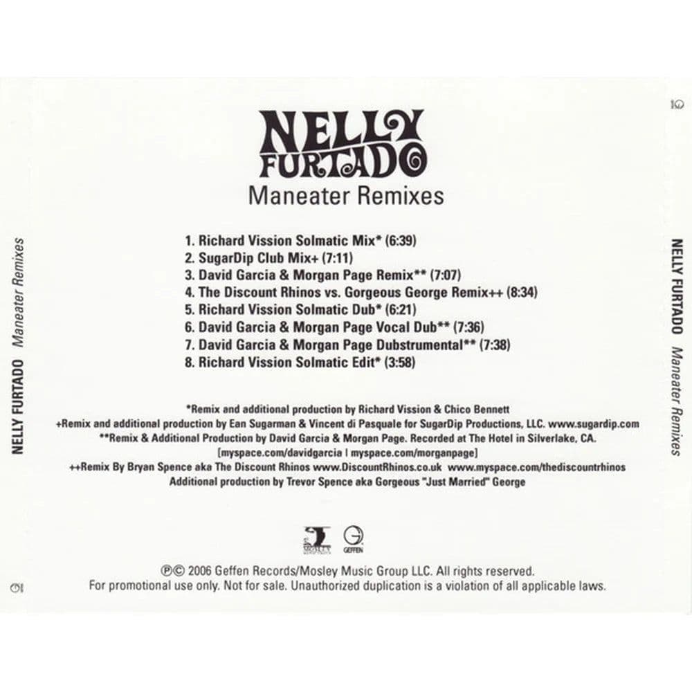 Nelly Furtado – Maneater (Remixes) (CD Single usado VG+)