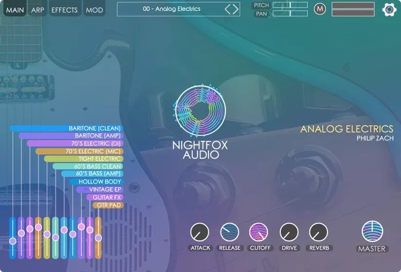 Nightfox Audio Analog Electrics – Instrumento Virtual de Guitarras y Bajos Eléctricos (Descarga Digital) - Variante en LEMM D