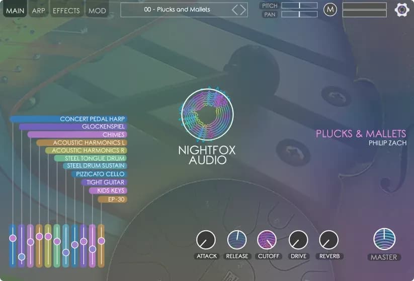 Nightfox Audio Plucks and Mallets – Instrumento Virtual de Cuerdas Pulsadas y Percusión Melódica (Descarga Digital)