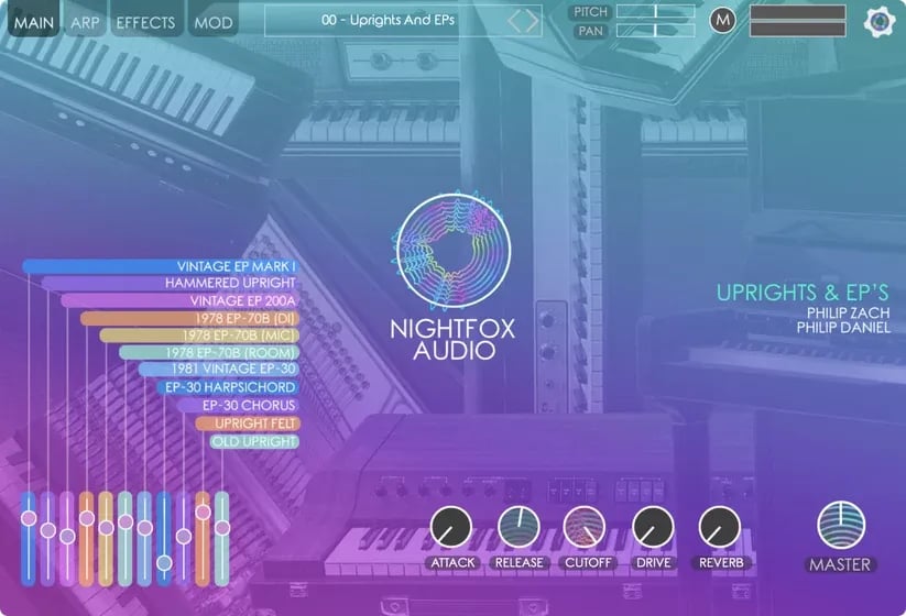 Nightfox Audio Uprights and EPs – Instrumento Virtual de Pianos Eléctricos y Verticales (Descarga Digital) - Variante en LEMM