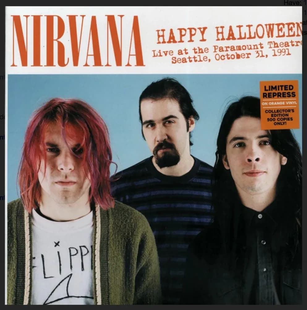 Nirvana - Happy Halloween (Live At The Paramount Theatre, Seattle, October 31, 1991) (Vinilo LP nuevo)