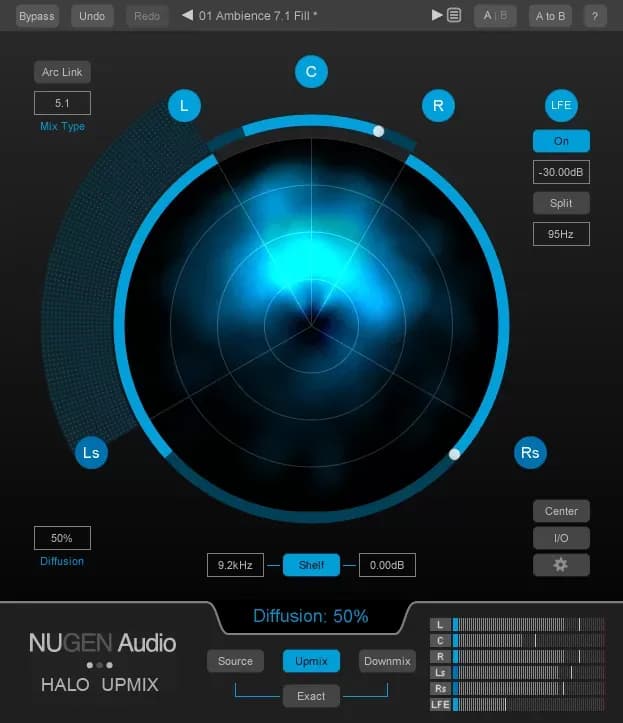 NUGEN Audio Halo Upmix – Upmixer estéreo a surround 5.1 y 7.1 (Descarga Digital)