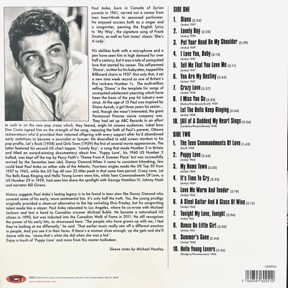 Paul Anka - Diana The Very Best Of Paul Anka (Vinilo LP nuevo)