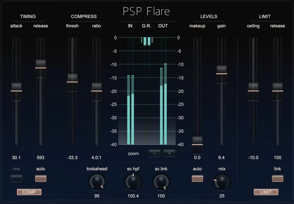PSP Flare – Compresor Musical para Mezcla y Post-Producción (Descarga Digital)