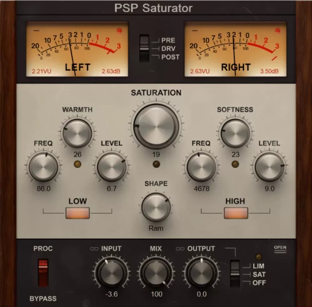 PSP Audioware Saturator – Saturación analógica de tape y válvula (Descarga Digital)