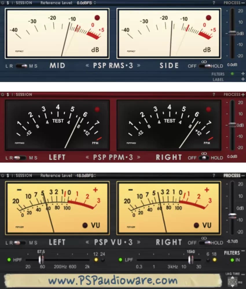 PSP Audioware TripleMeter – Medidor VU, RMS y PPM (Descarga Digital)