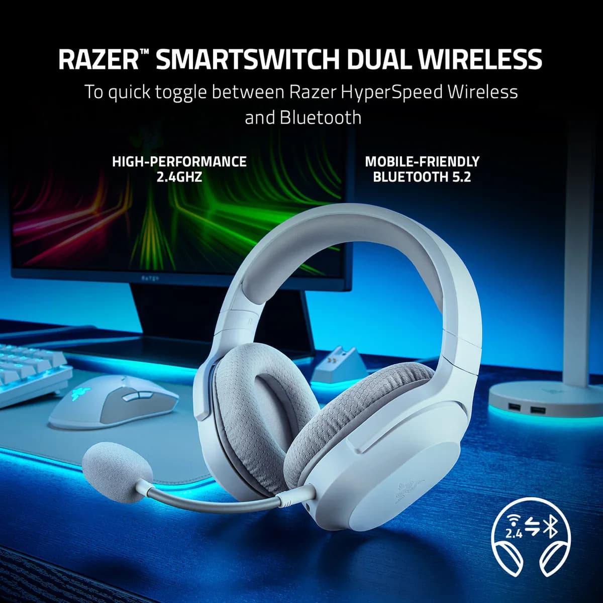 Razer Barracuda X – Audífonos Gamer Inalámbricos Multiplataforma Blanco