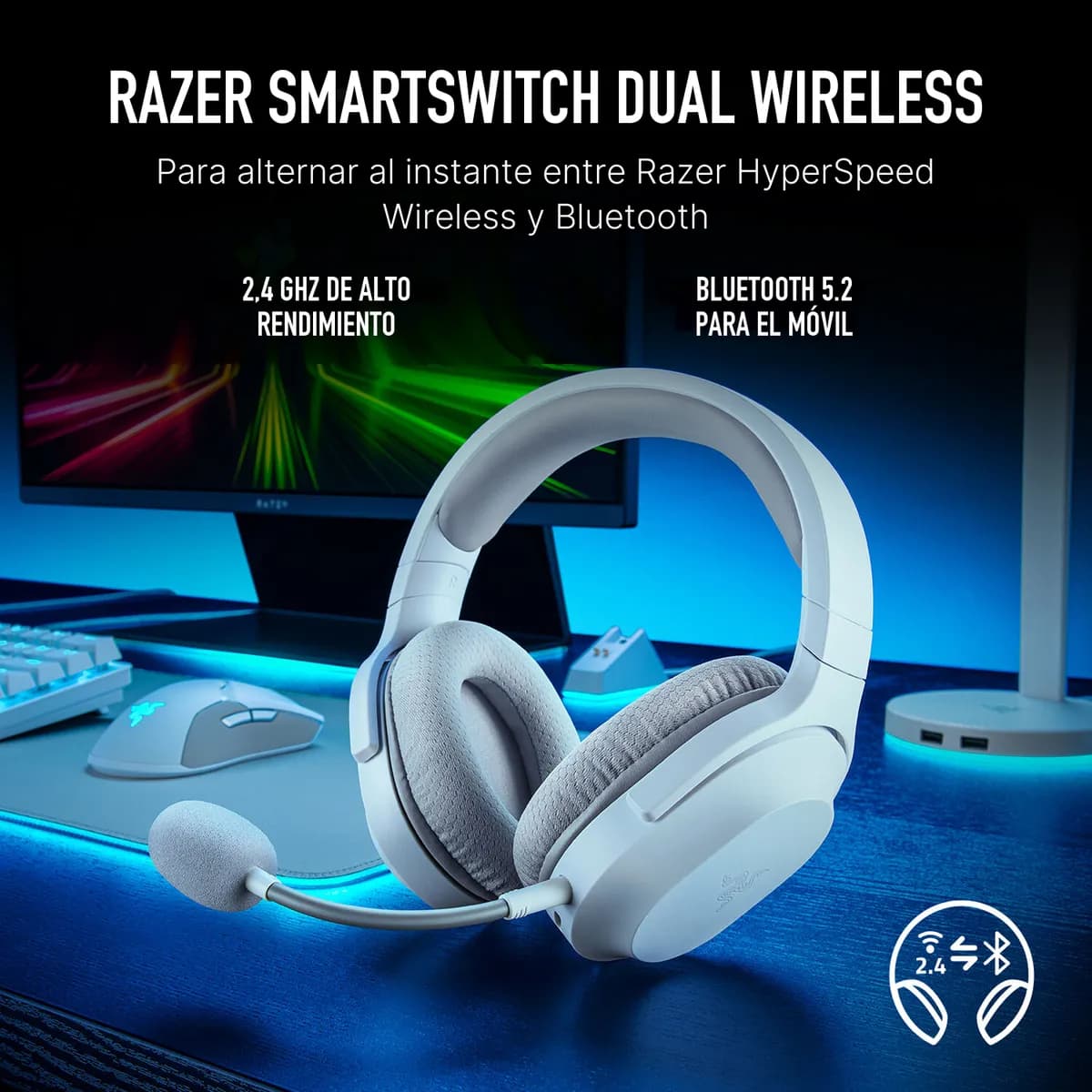 Razer Barracuda X – Audífonos Gamer Inalámbricos Multiplataforma Blanco