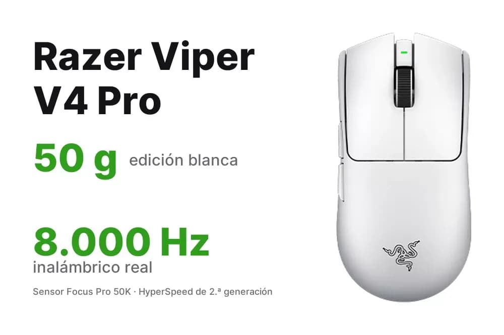 Razer Viper V4 Pro Blanco – Mouse Gamer Inalámbrico de 50 g