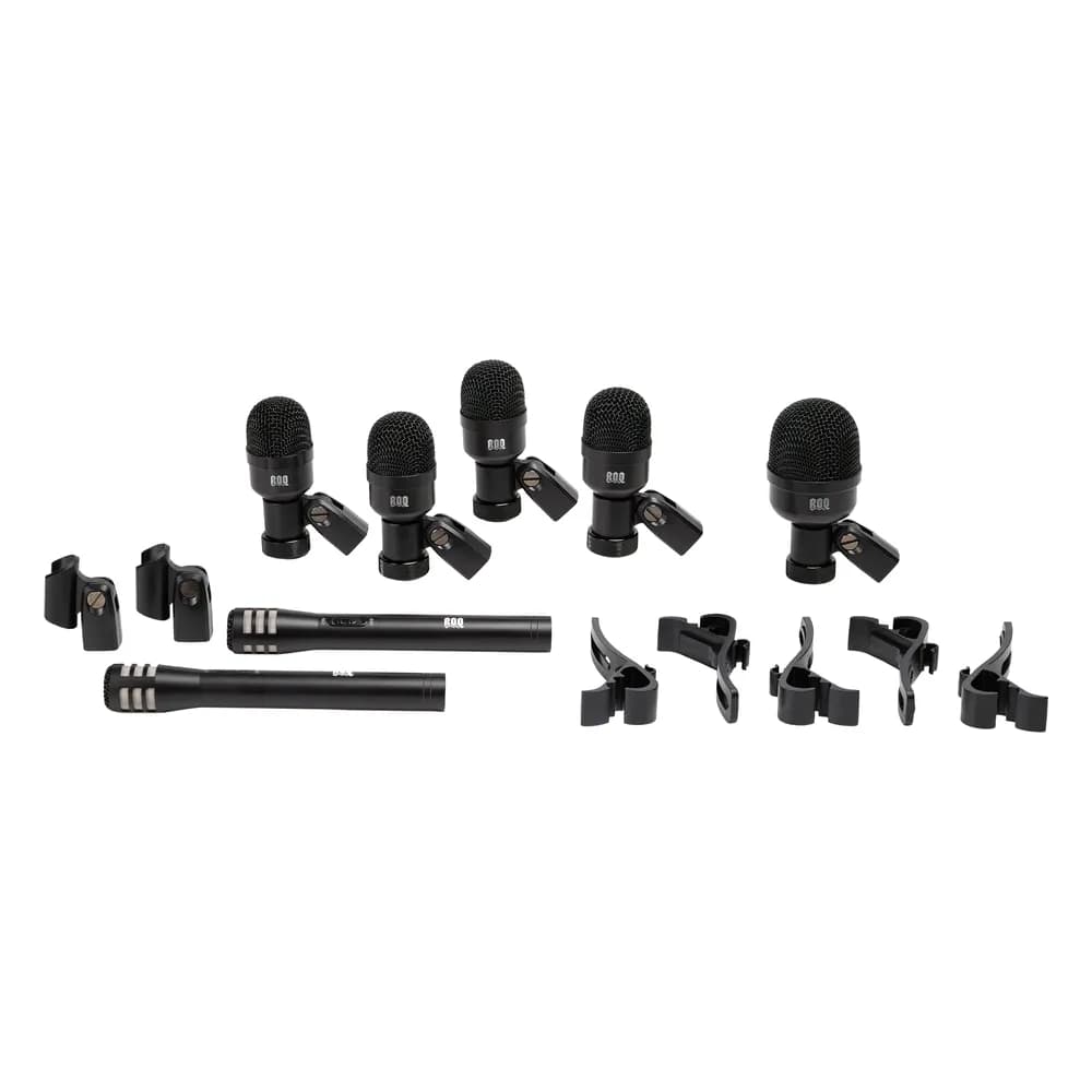 ROQ AUDiQ M7 – Kit de 7 Micrófonos para Batería: Bombo, Caja y Toms, y 2 Overheads, con Maletín