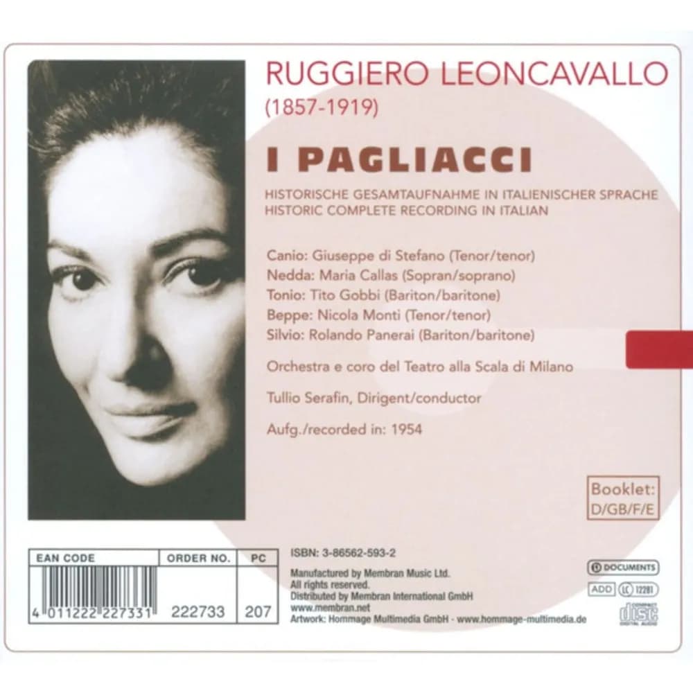 Ruggiero Leoncavallo - Maria Callas, Giuseppe di Stefano, Tito Gobbi, Nicola Monti, Rolando Panerai / Orchestra Del Teatro Alla Scala E Coro Del Teatro Alla Scala, Tullio Serafin - I Pagliacci (CD nuevo)