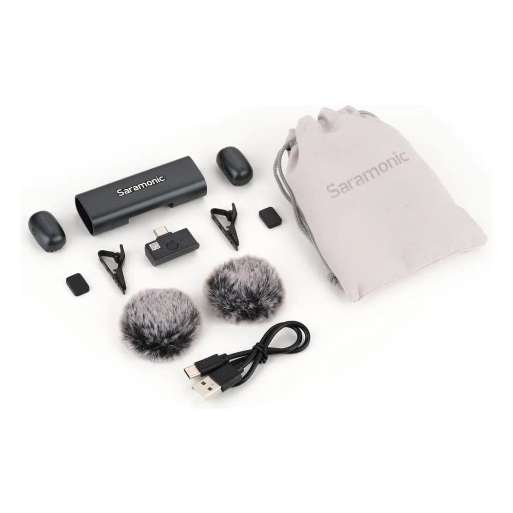 Saramonic Air SE-01 – Micrófono Inalámbrico para Celular USB-C, Doble, con Estuche de Carga