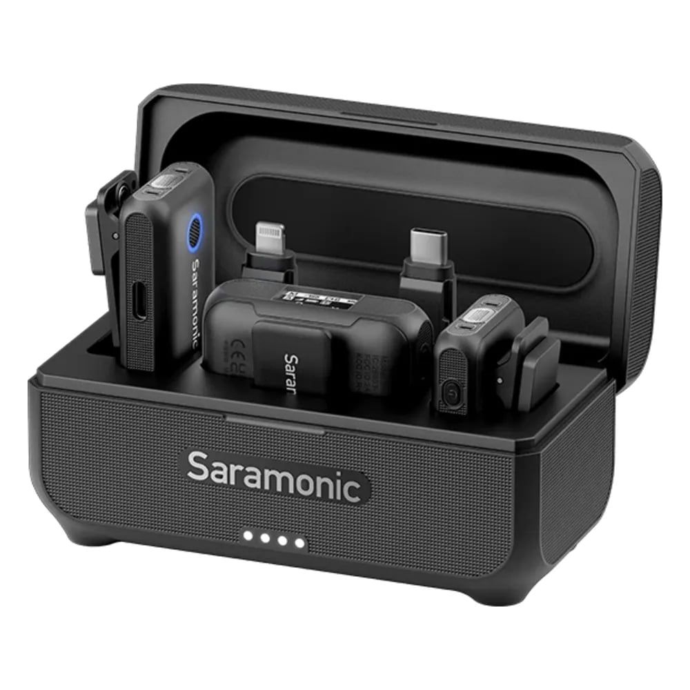Saramonic Blink500 B2+ – Micrófono para Grabar Videos, Inalámbrico de 2 Canales para Cámara y Celular (3,5 mm, USB-C y Lightn