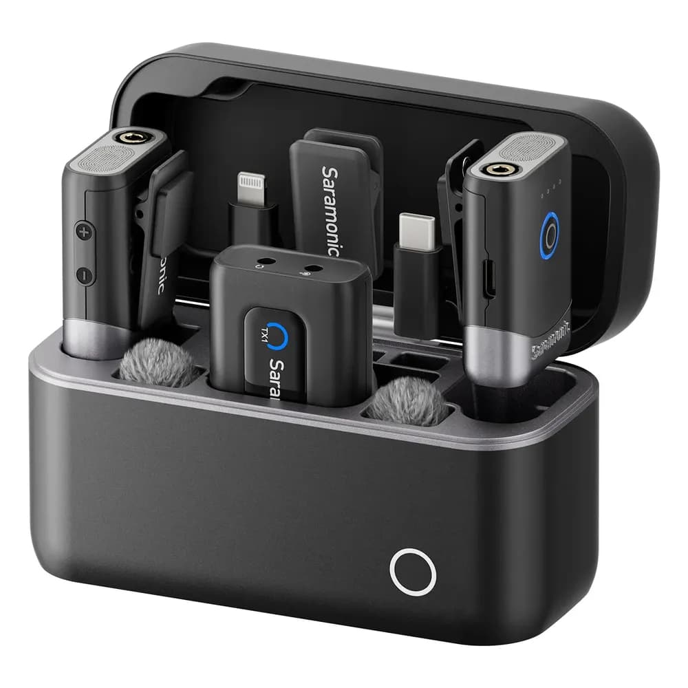 Saramonic Mix – Micrófono Inalámbrico Doble de Clip para Celular y Cámara (USB-C, Lightning y 3,5 mm)