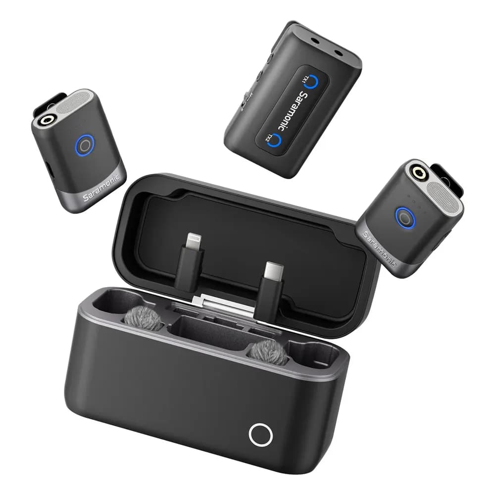 Saramonic Mix – Micrófono Inalámbrico Doble de Clip para Celular y Cámara (USB-C, Lightning y 3,5 mm)