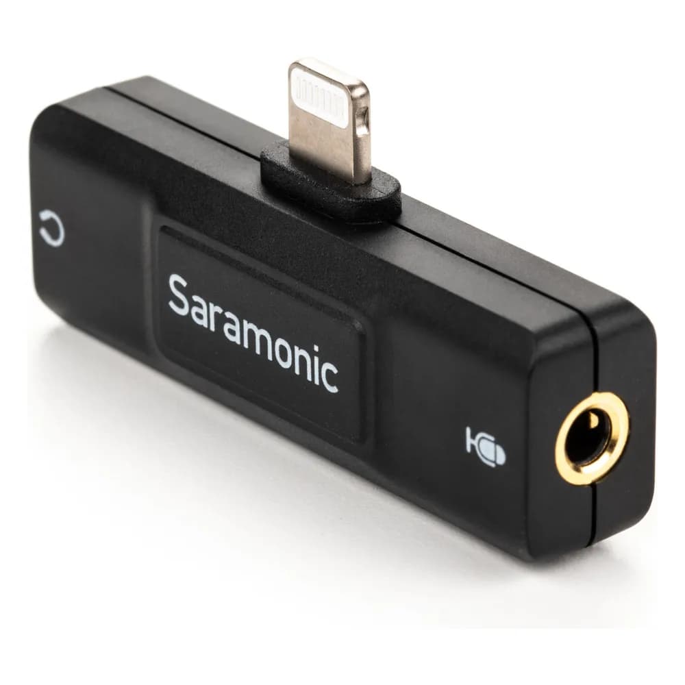 Saramonic SR-EA2D – Adaptador de Micrófono 3,5 mm a Lightning para iPhone y iPad, con Salida de Audífonos