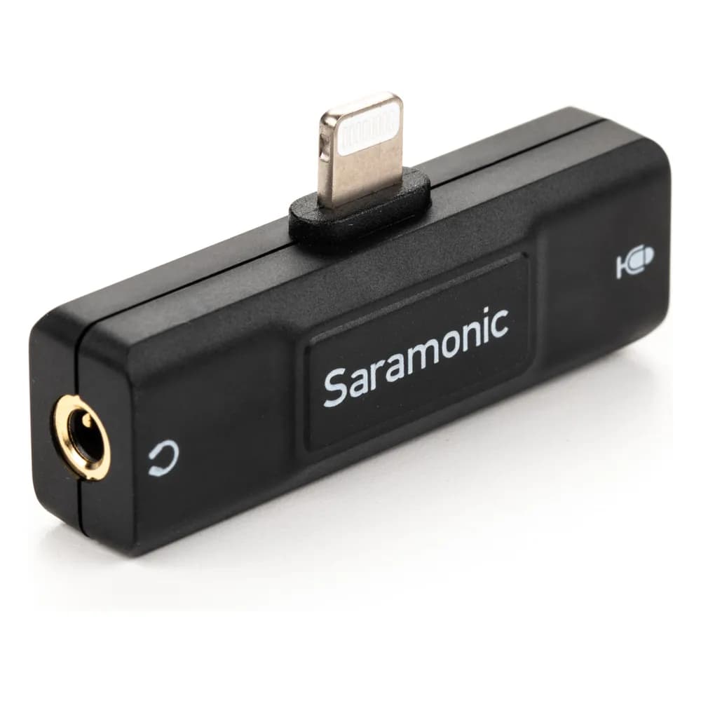 Saramonic SR-EA2D – Adaptador de Micrófono 3,5 mm a Lightning para iPhone y iPad, con Salida de Audífonos