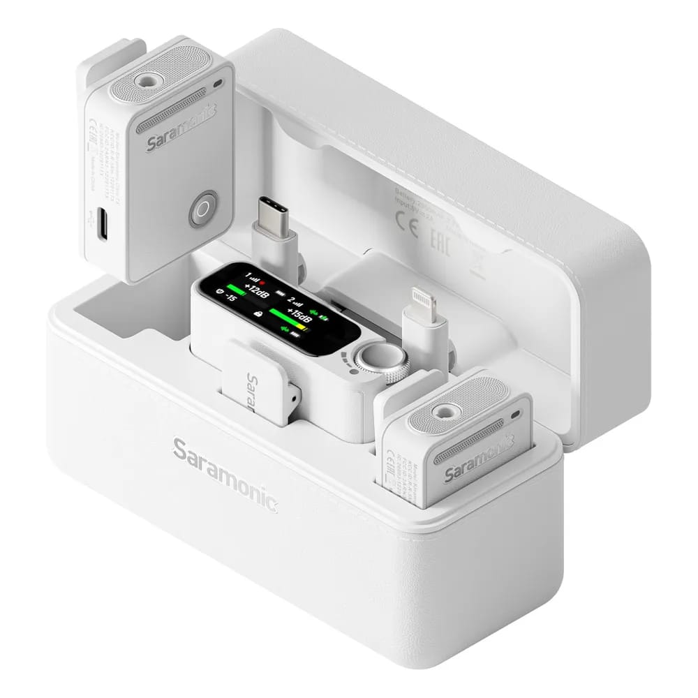 Saramonic Ultra 02 Blanco – Micrófono Inalámbrico Doble con Grabación Interna 32-bit para Cámara y Celular - Variante - Vista