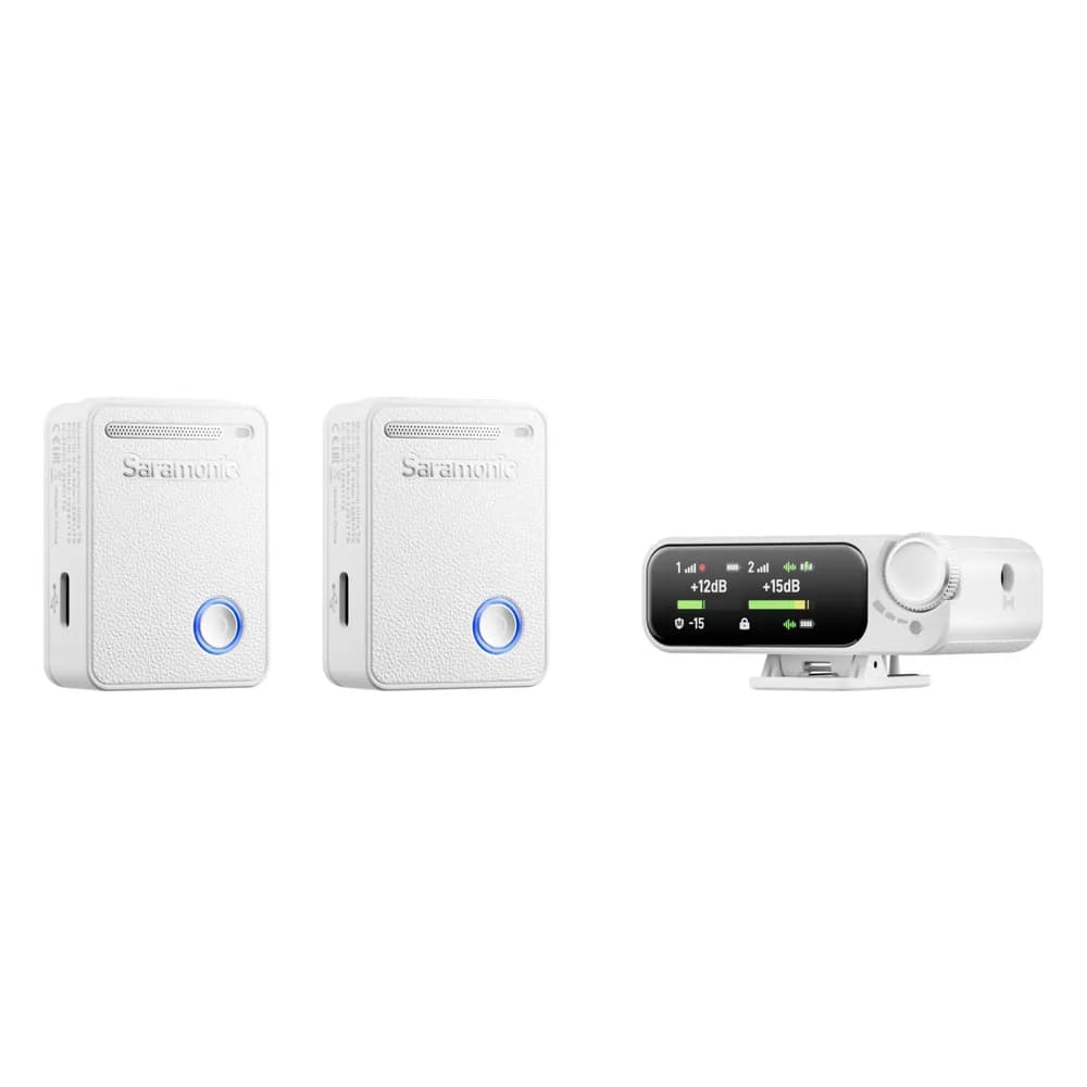 Saramonic Ultra 02 Blanco – Micrófono Inalámbrico Doble con Grabación Interna 32-bit para Cámara y Celular