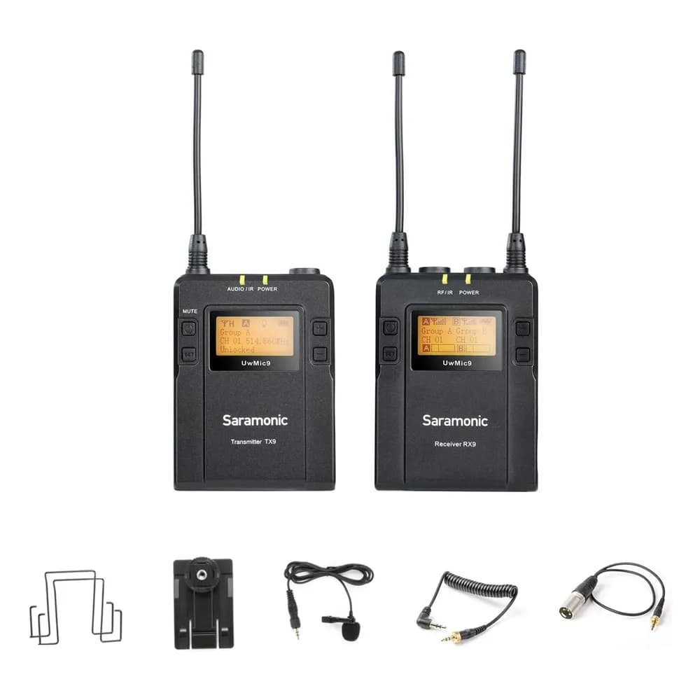 Saramonic UwMic9 Kit1 – Micrófono Inalámbrico UHF para Cámara con Lavalier, Receptor 3,5 mm y Cable XLR
