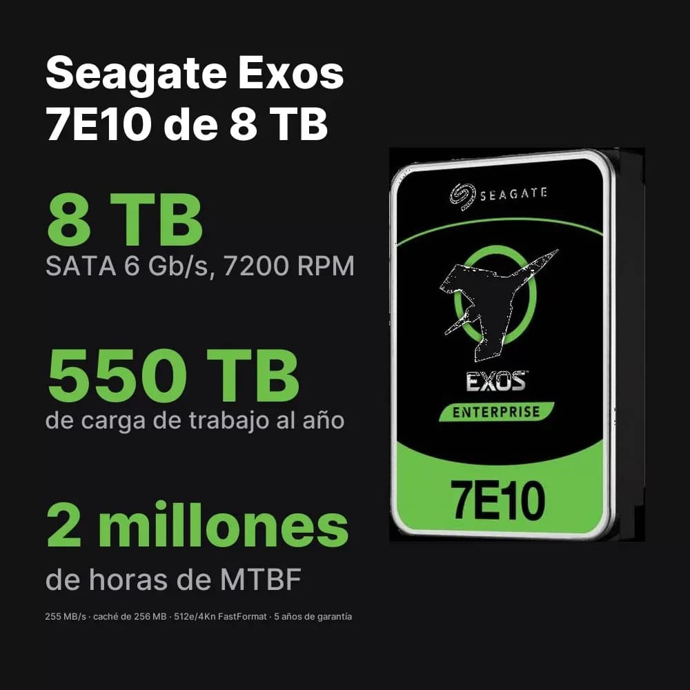 Seagate Exos 7E10 8 TB – disco duro SATA empresarial