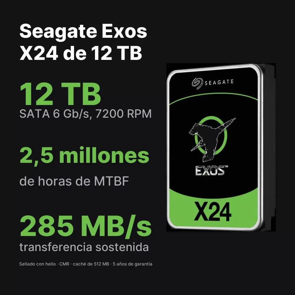 Seagate Exos X24 12 TB – disco duro SATA empresarial