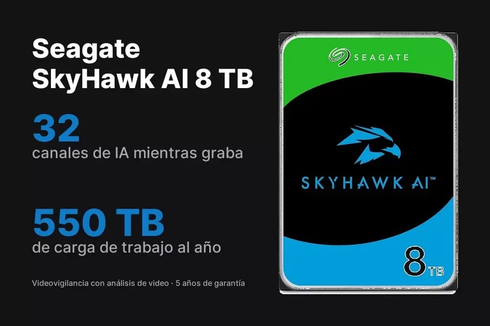 Seagate SkyHawk AI 8 TB – Disco duro para video con IA - 8 TB - Vista alternativa en LEMM DJ Store
