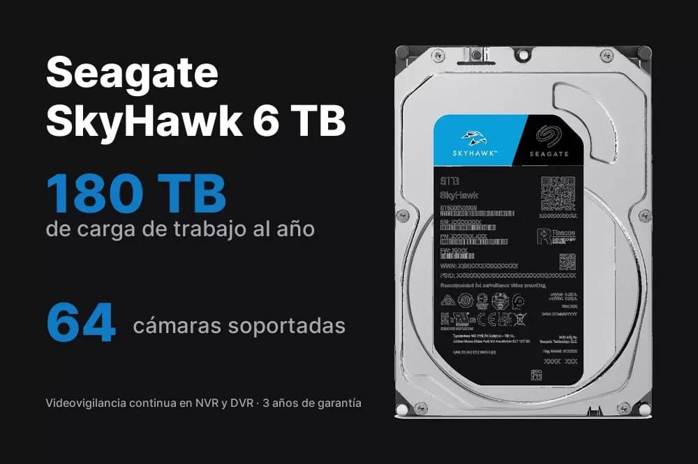 Seagate SkyHawk 6 TB – Disco duro para videovigilancia - 6 TB - Vista alternativa en LEMM DJ Store