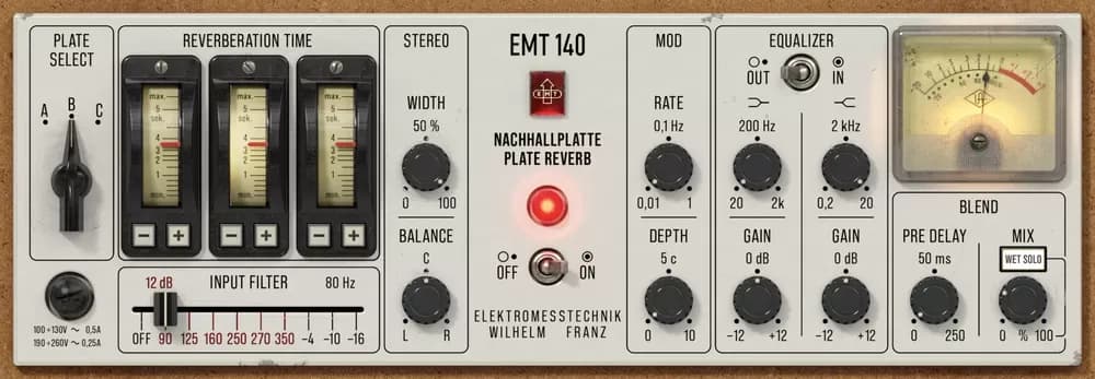 Universal Audio UAD EMT 140 Classic Plate Reverberator - Reverb de Placa Clasica (Descarga Digital)