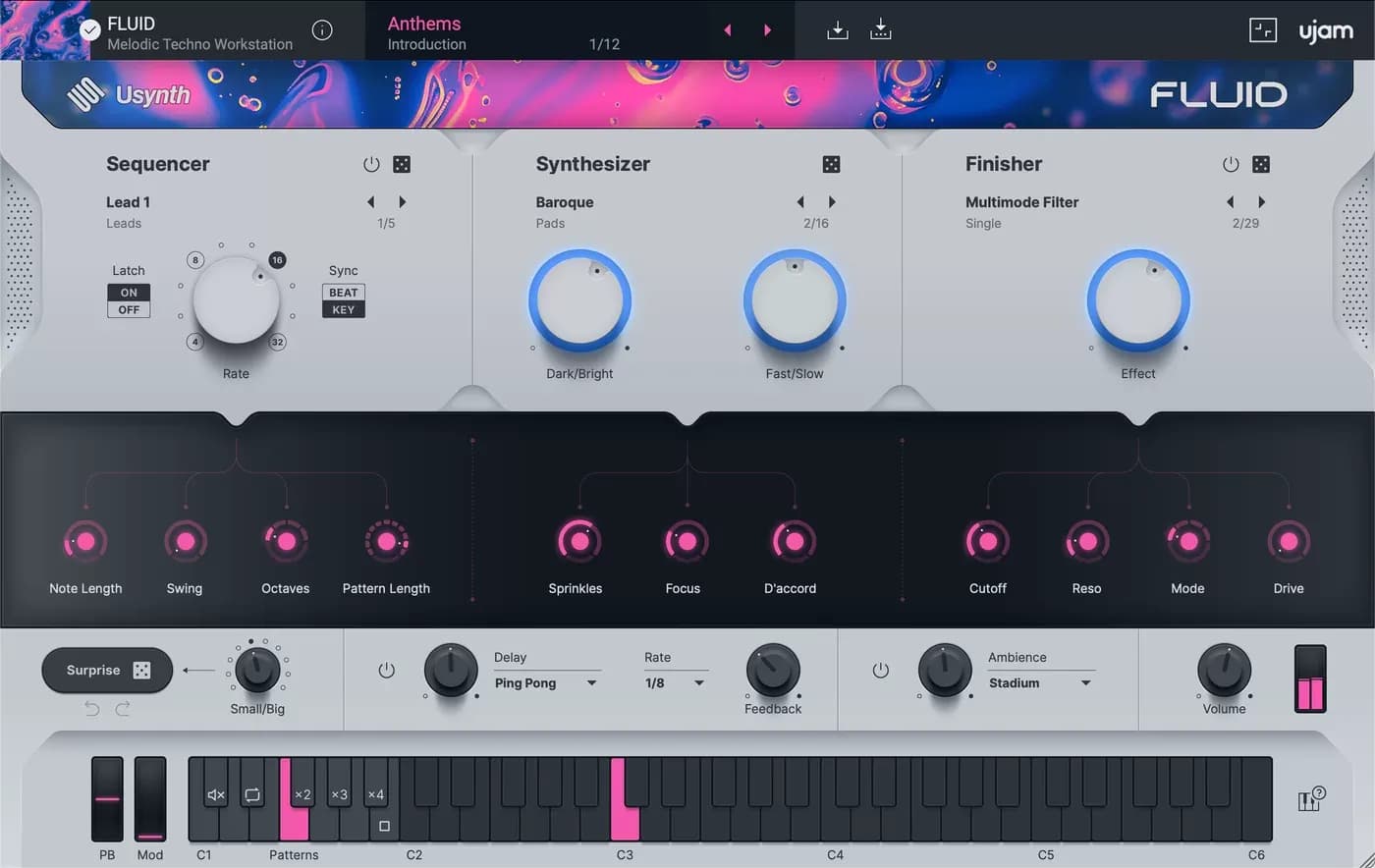 UJAM Usynth FLUID – Sintetizador Virtual para Techno Melódico (Descarga Digital)
