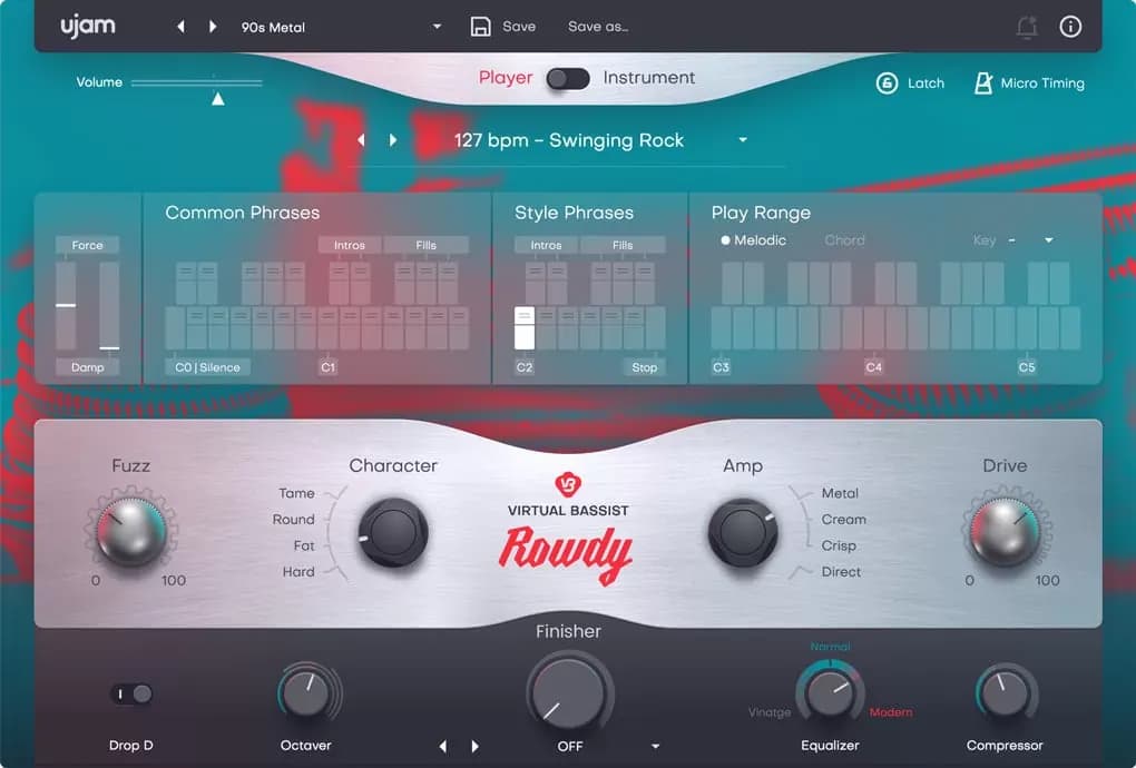 UJAM Virtual Bassist ROWDY 2 – Bajo Virtual con Púa Overdrive para Rock (Descarga Digital)
