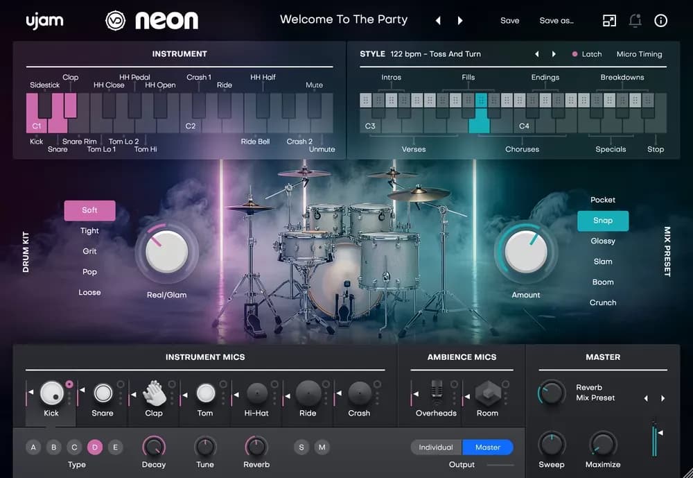 UJAM Virtual Drummer NEON – Baterista Virtual de Nu Disco y Dance-Pop (Descarga Digital)