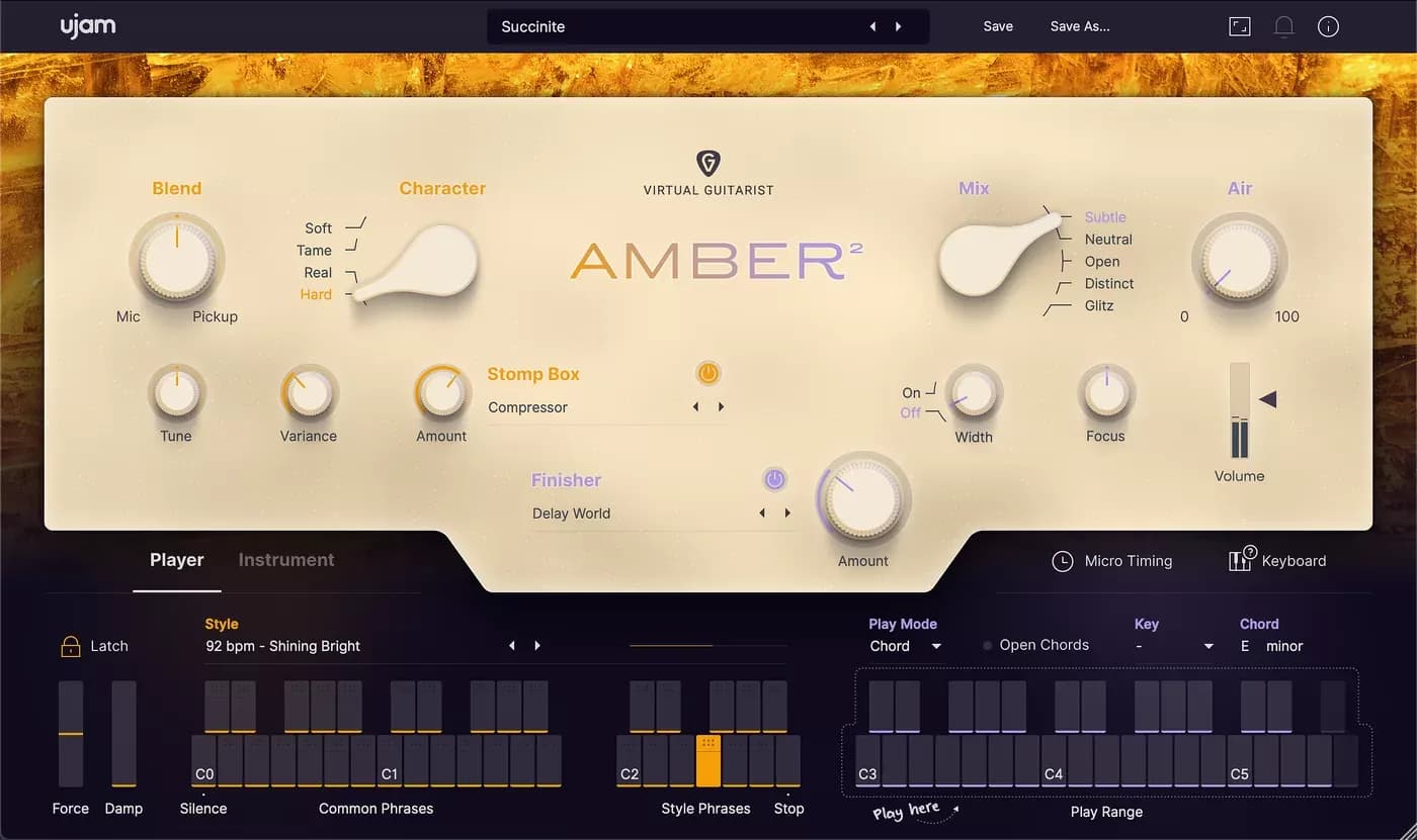 UJAM Virtual Guitarist AMBER 2 – Guitarra Acústica Virtual de Cuerdas de Acero (Descarga Digital)