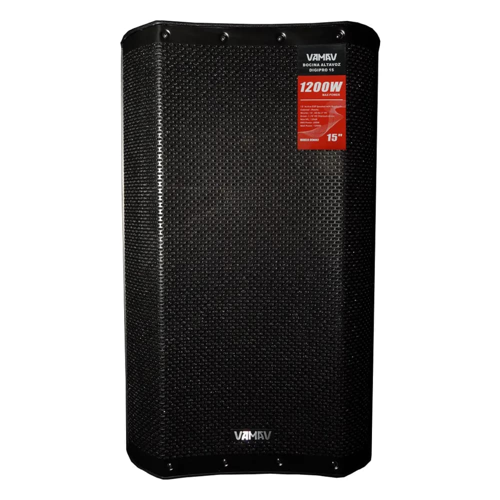 VAMAV DIGIPRO 15 – Parlante Activo 15" 600 W RMS con DSP de Pantalla a Color y Bluetooth TWS