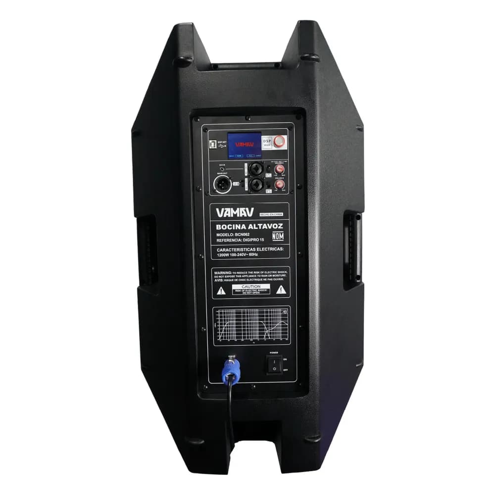 VAMAV DIGIPRO 15 – Parlante Activo 15" 600 W RMS con DSP de Pantalla a Color y Bluetooth TWS