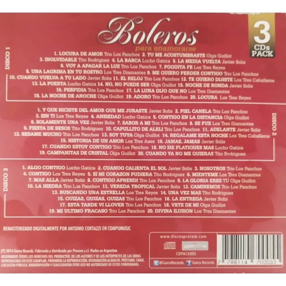 Varios Interpretes - Boleros Para Enamorarse (CD Triple (3CD) nuevo)