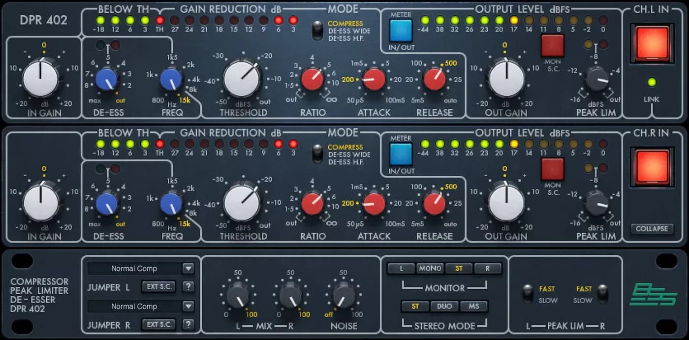 Waves BSS DPR-402 – Compresor, Limitador y De-esser VCA de los 80 (Descarga Digital)