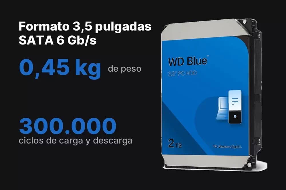 WD Blue 2 TB – Disco duro 3,5" para PC de escritorio