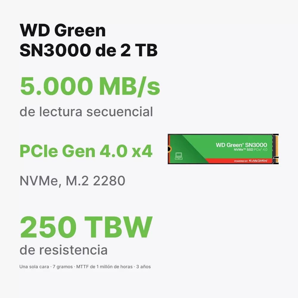 WD Green SN3000 2 TB – SSD NVMe M.2 2280 PCIe Gen 4