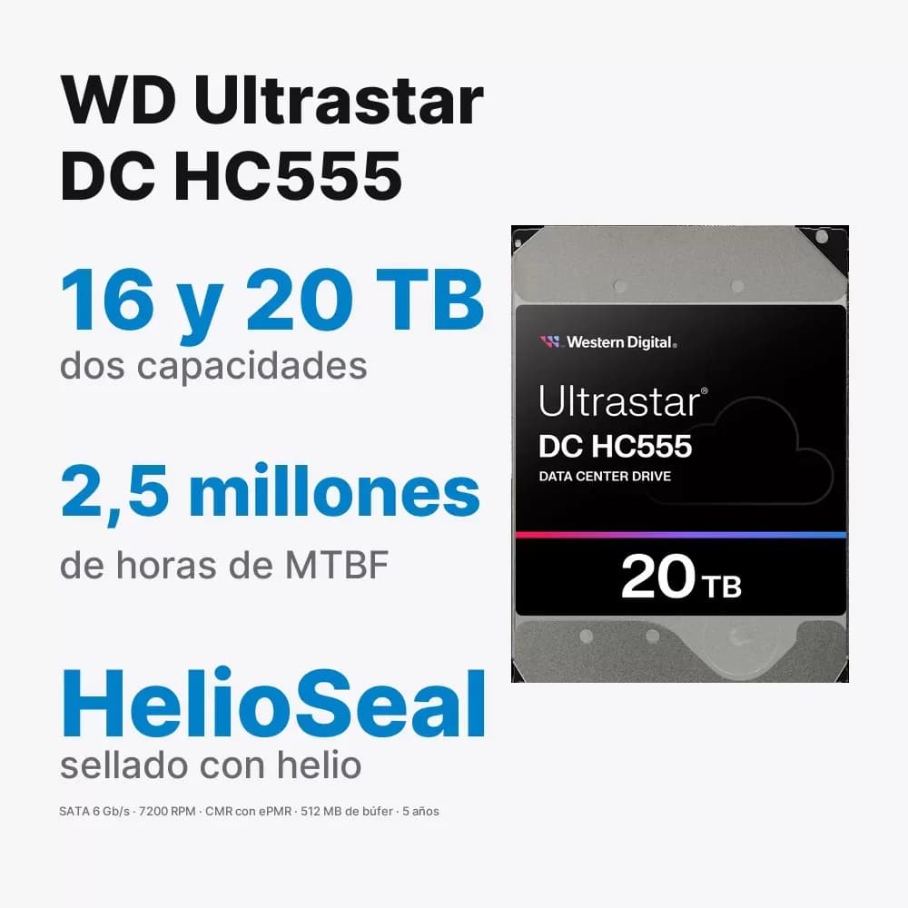 WD Ultrastar DC HC555 – disco duro de 16 y 20 TB SATA