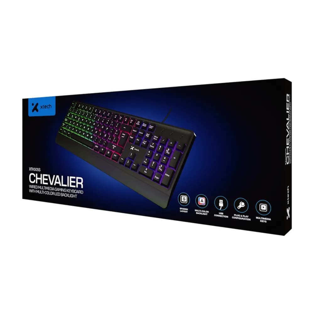 Xtech XTK-505S – Teclado gamer con cable y luz LED multicolor