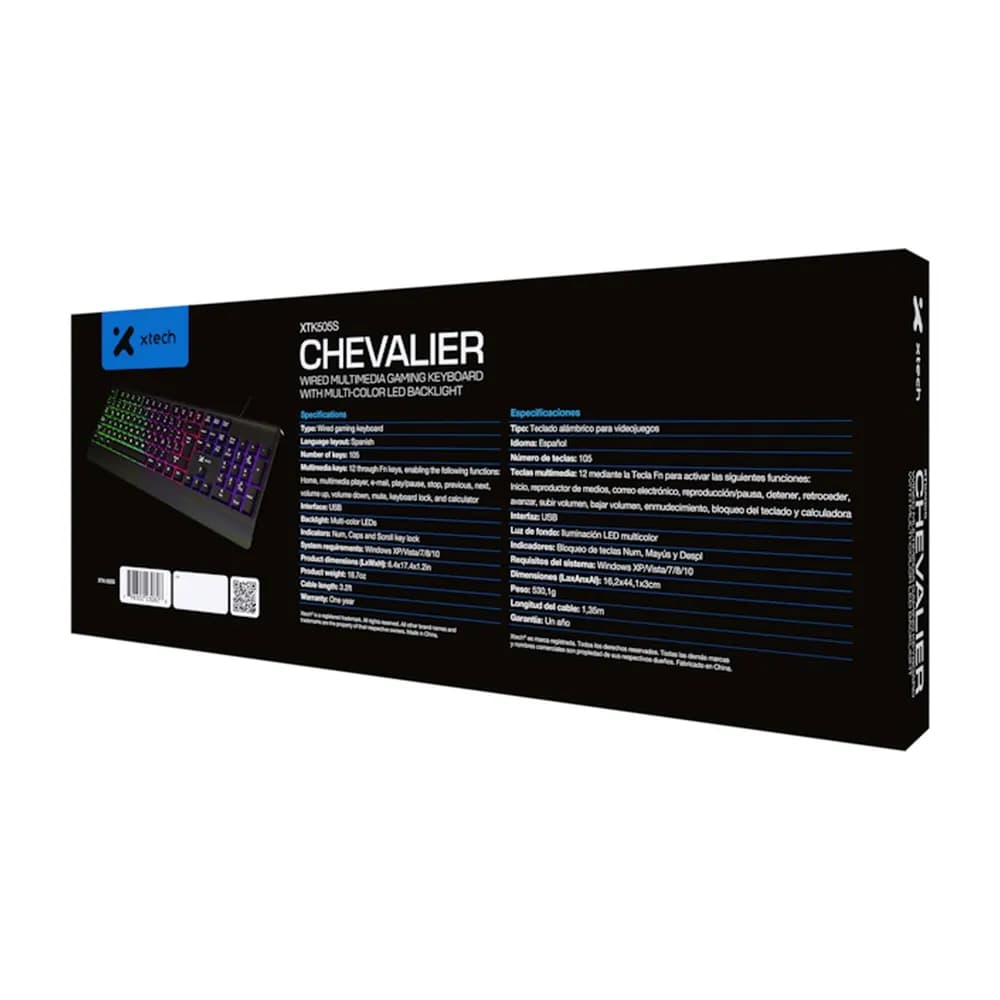 Xtech XTK-505S – Teclado gamer con cable y luz LED multicolor