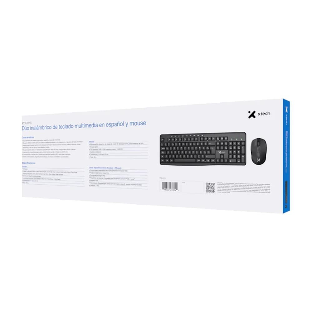 Xtech XTK-311S – Kit de Teclado y Mouse Inalámbrico 2,4 GHz