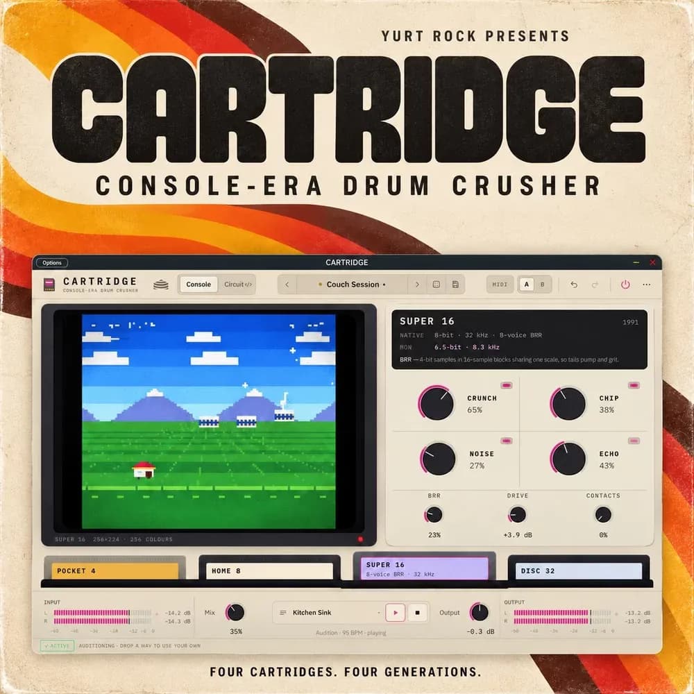 Yurt Rock CARTRIDGE – FX de Batería estilo Consolas Retro (Plugin)